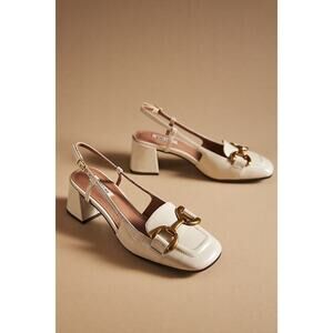 NWT Anthropologie BiBi LOU Cream Leather Dennis Pump Heels Size 41